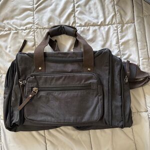 Men's Charcoal Gray Canvas Travel Duffel Bag - Unbranded